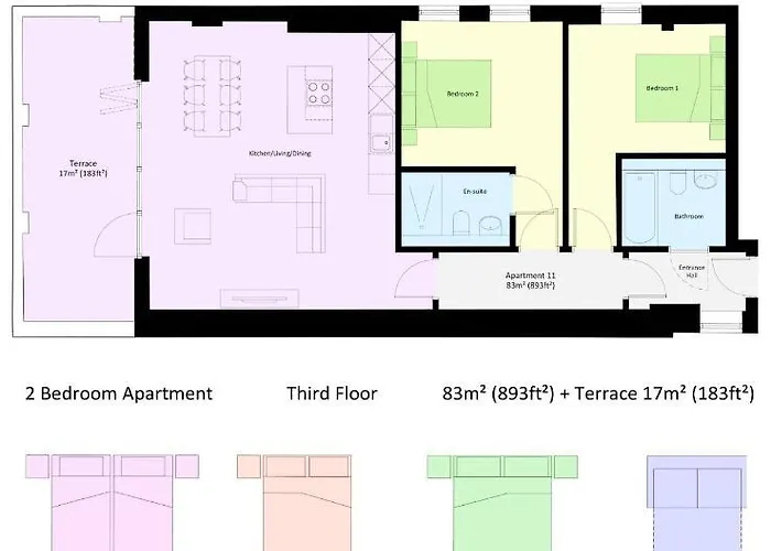 11 Penthouse 2 Bedrooms, Sleeps 4